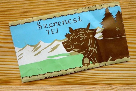 Az eredeti Szerencsi tejcsokoládé csomagolása